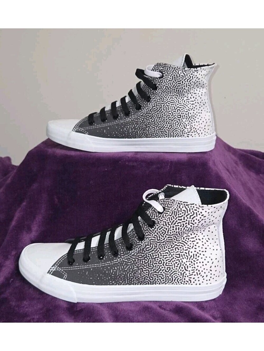 BLANX Going Viiral Black Men's 8.5 High Top Sneakers NIB Graphic Canvas Shoes